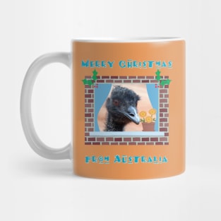 Merry Christmas from Australia with Emu in Window Mug